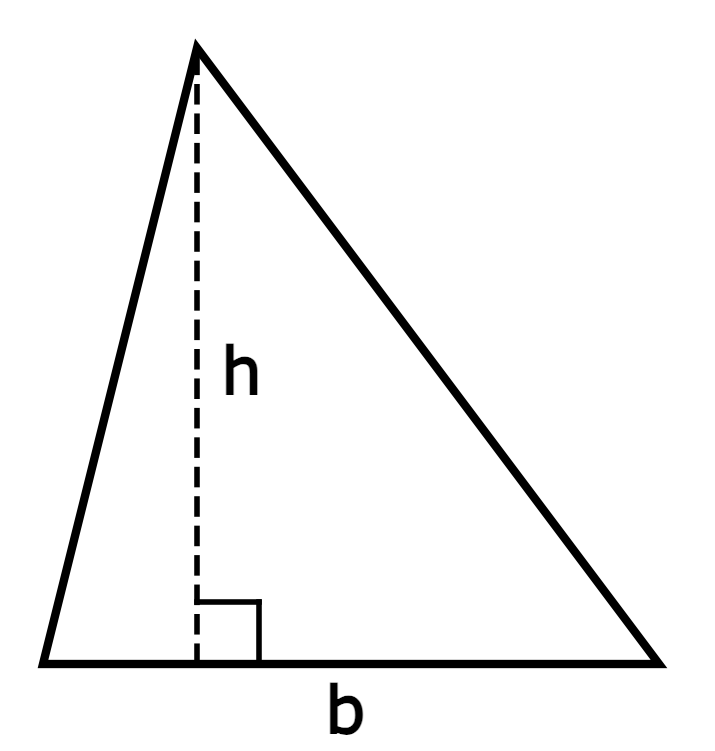 Figuren visar en triangel med basen b och höjden h.